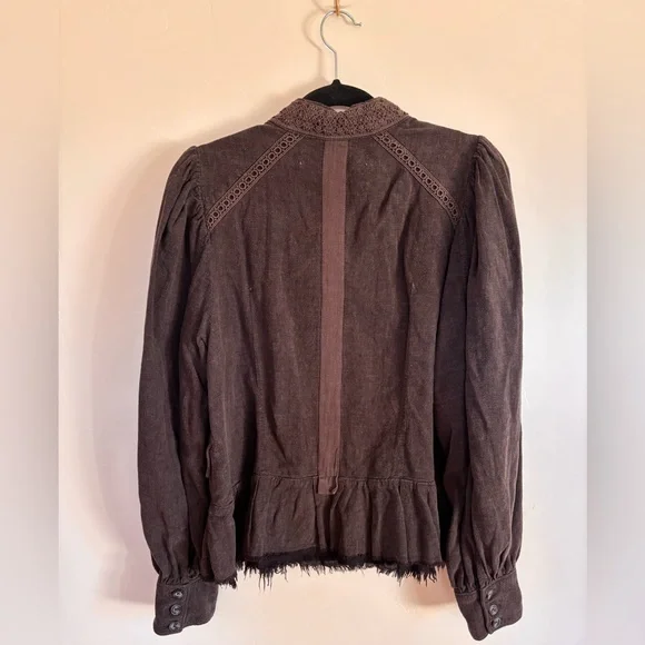Free People Brown Military Button Jacket Small - Picture 5 of 5